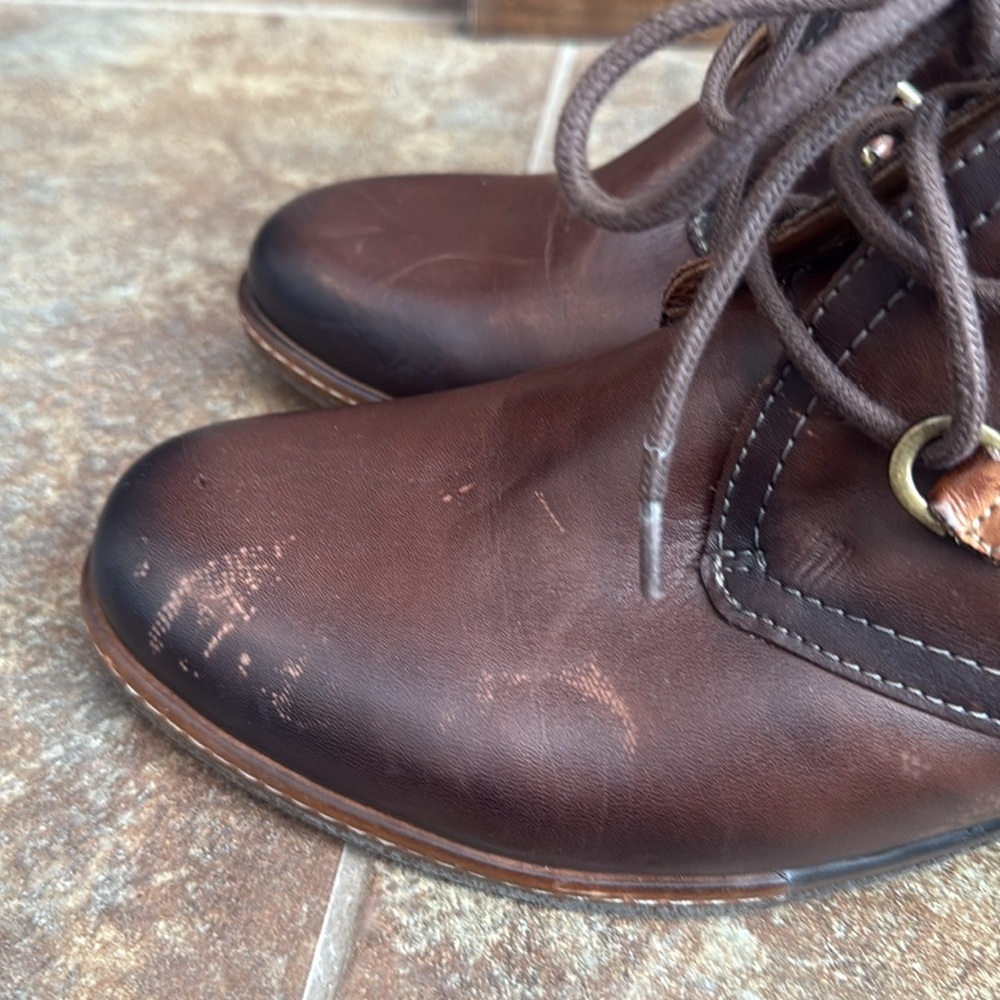 Pikolinos two tone brown leather ankle tie boot size 42/ US 11.5/12 - Picture 2 of 16